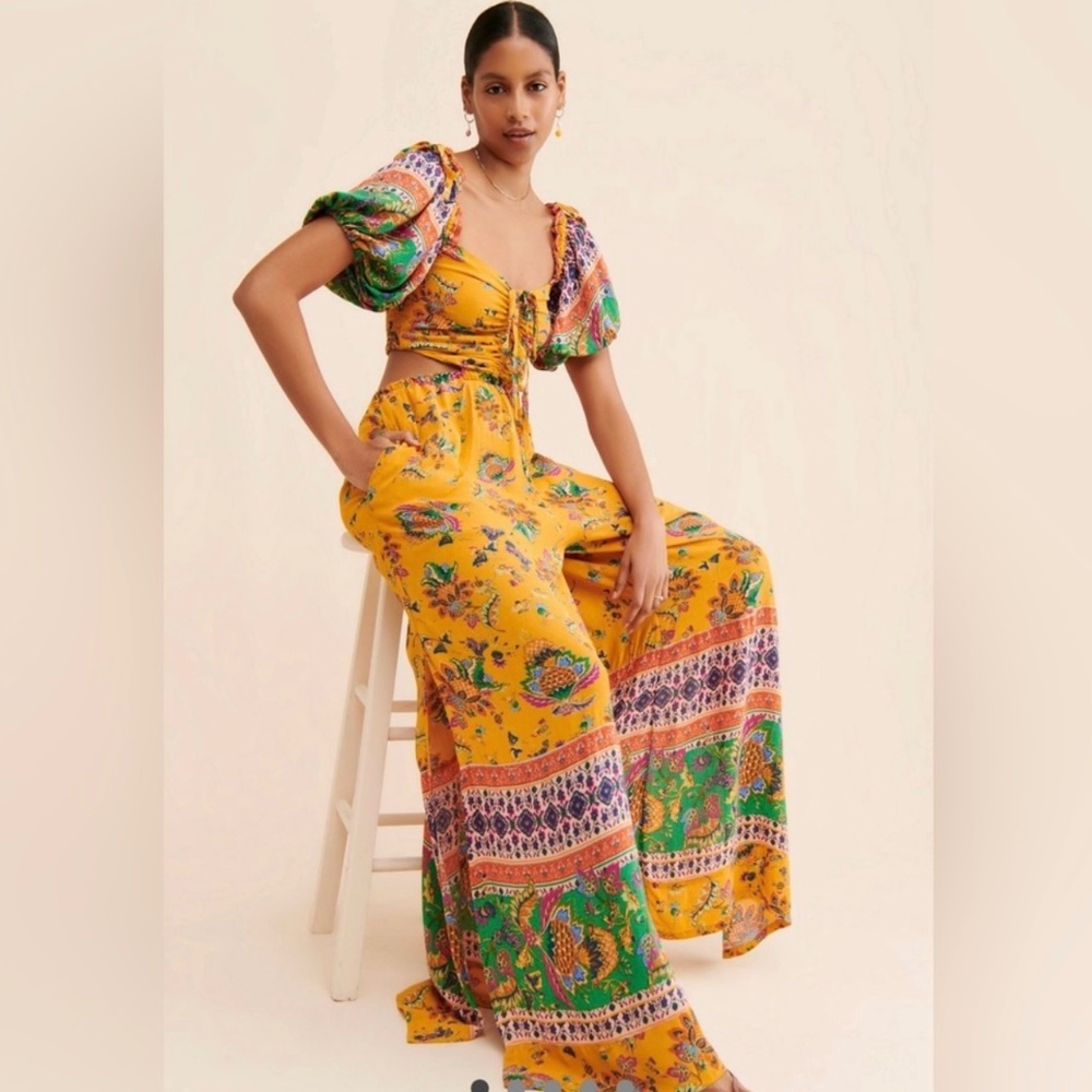 FREE PEOPLE GOLD CITRUS PANTSUIT